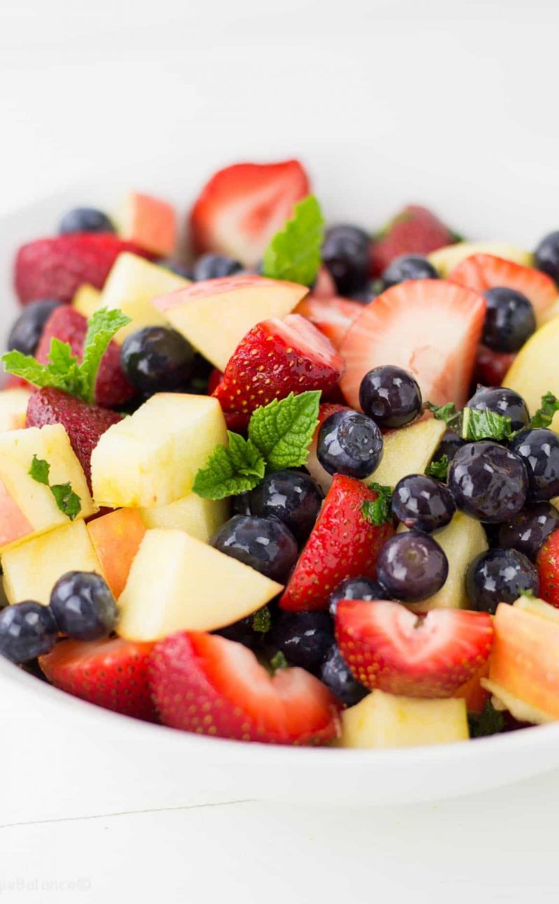 Lemon Mint Fruit Salad Recipe (Red, White & Blue Fruit Salad)