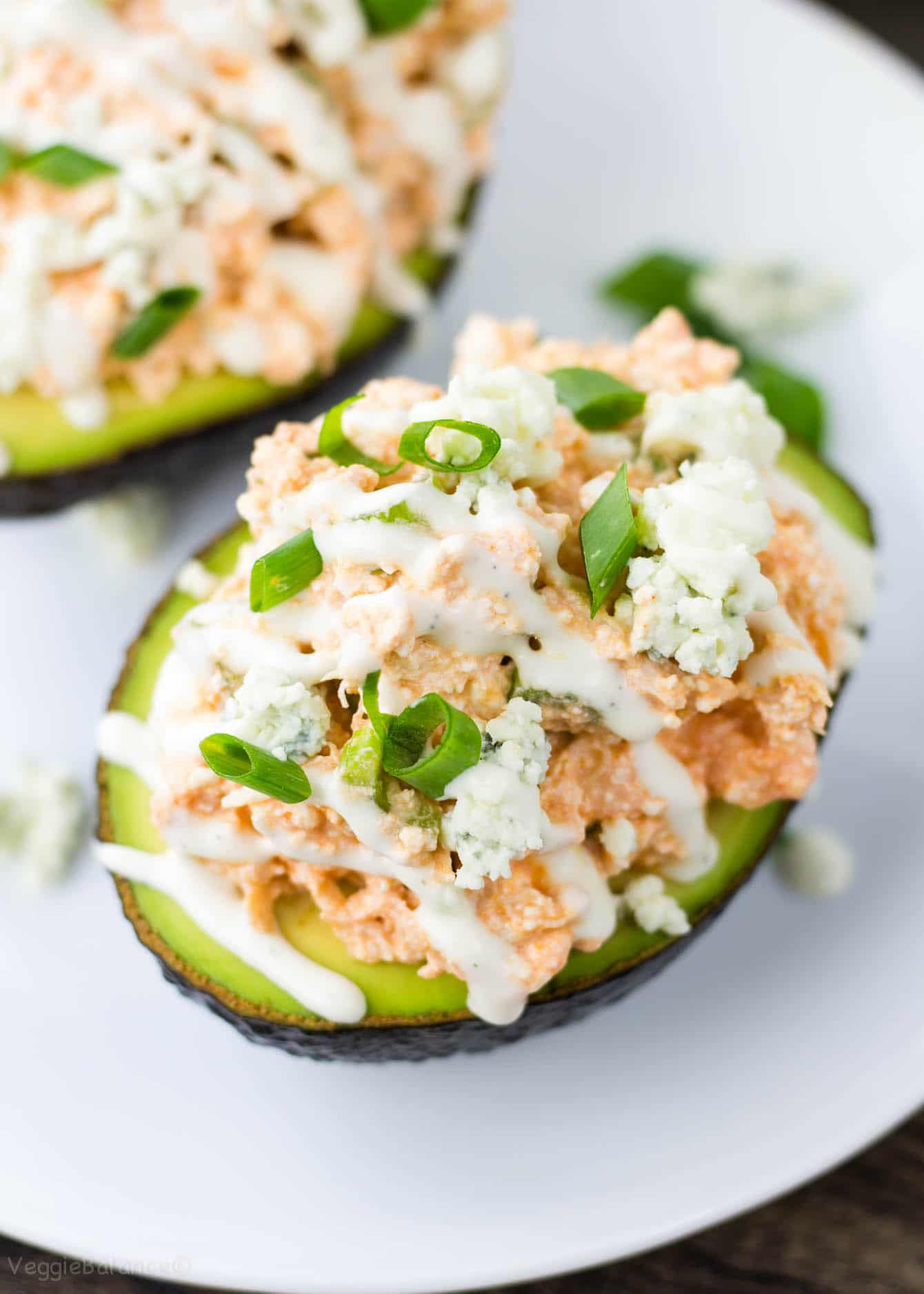 Buffalo Chicken Salad Stuffed Avocado recipe