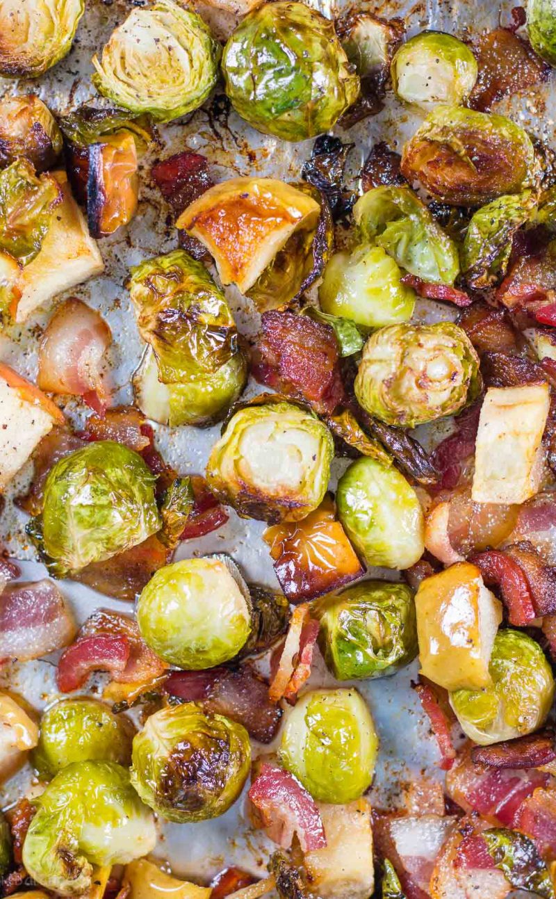 Roasted Brussel Sprouts with Bacon, Apples Recipe