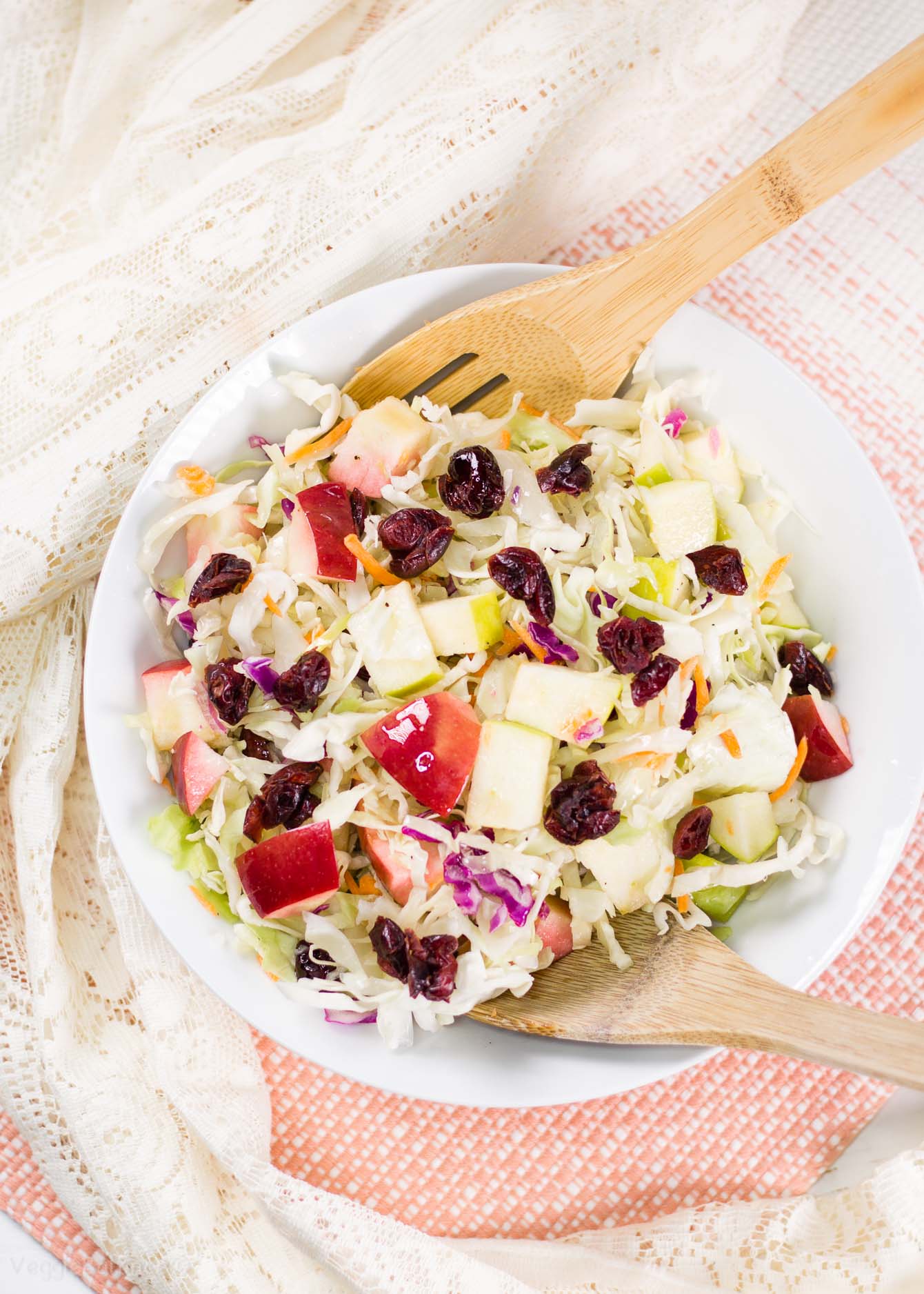 Apple Cranberry Almond Coleslaw Salad recipe