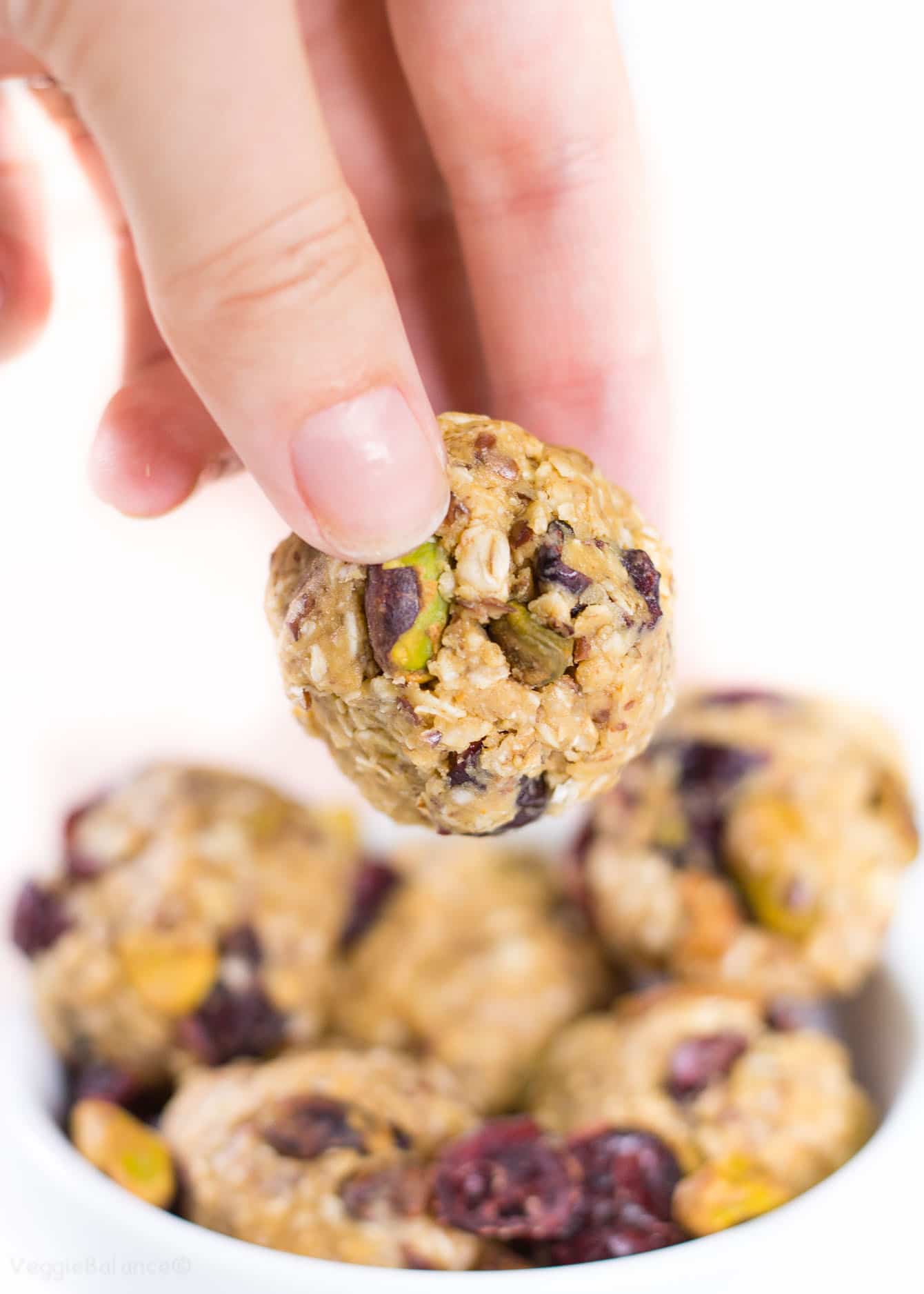 Cranberry Pistachio Energy Bites bring the business of getting up and going within reach.