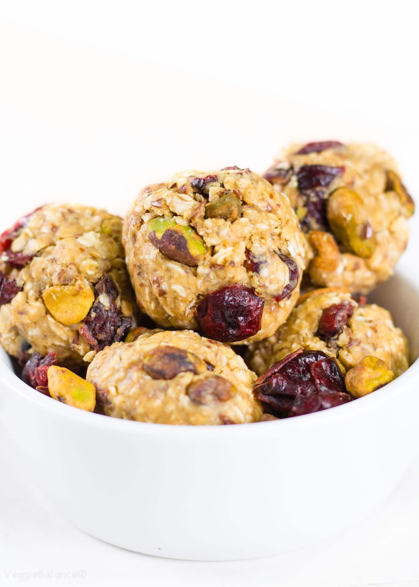 Cranberry Pistachio Energy Bites bring the business of getting up and going within reach.