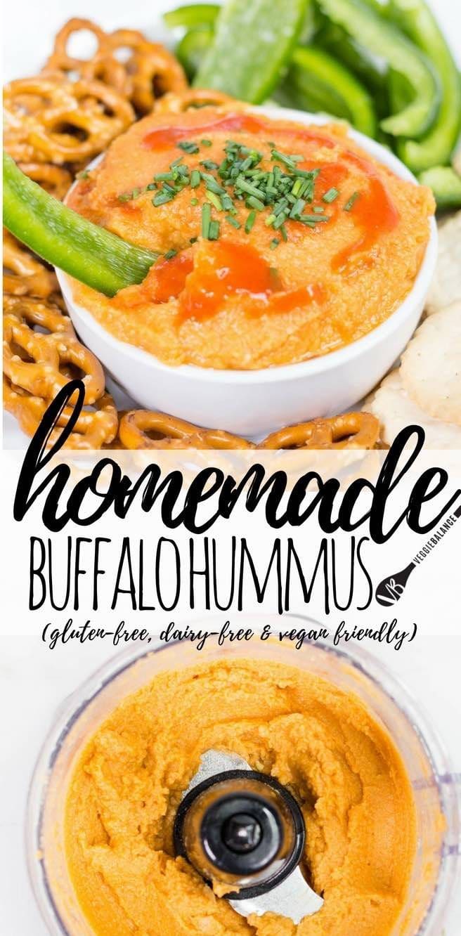 Buffalo Hummus recipe will have your taste buds singing hallelujah for healthy and hot sauce. Bring. On. The Buffalo.
(Gluten-Free, Dairy-Free, Vegan, Vegetarian, Low-Sugar)
