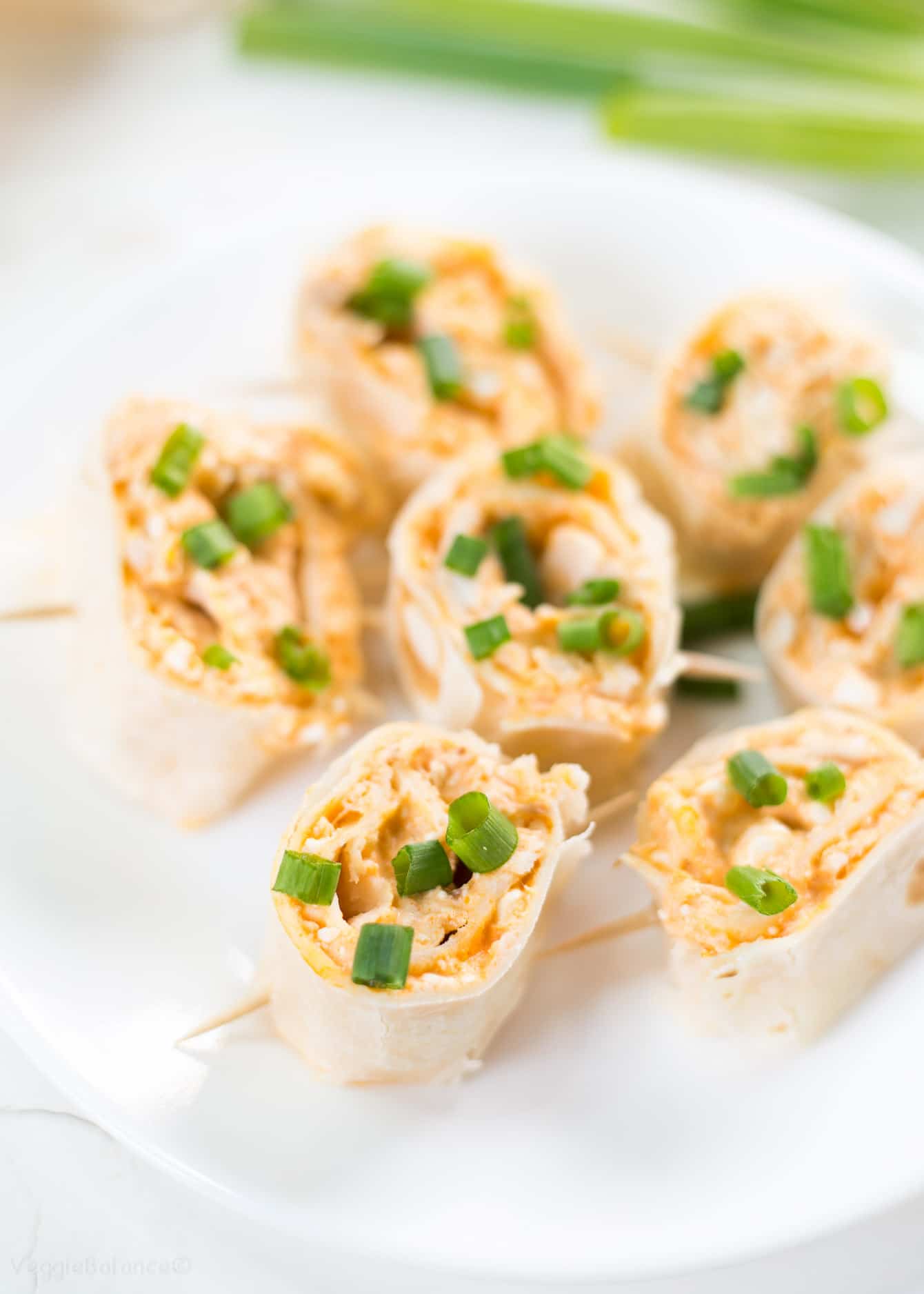 Healthy Buffalo Chicken Pinwheels