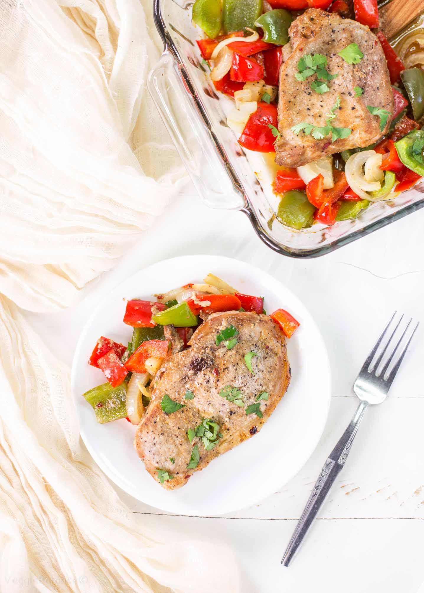 Oven Baked Pork Chops Smothered in Peppers