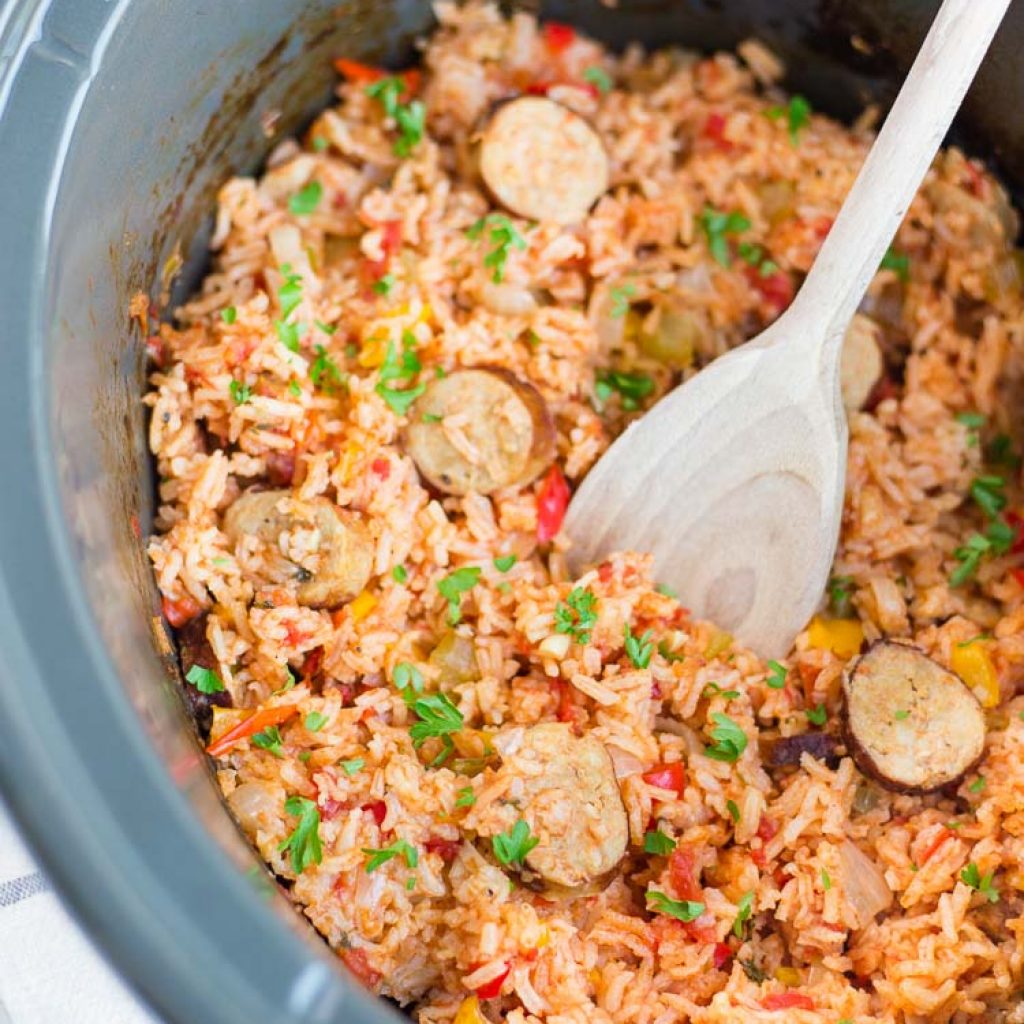 Slow Cooker Jambalaya Gluten-Free in a crockpot