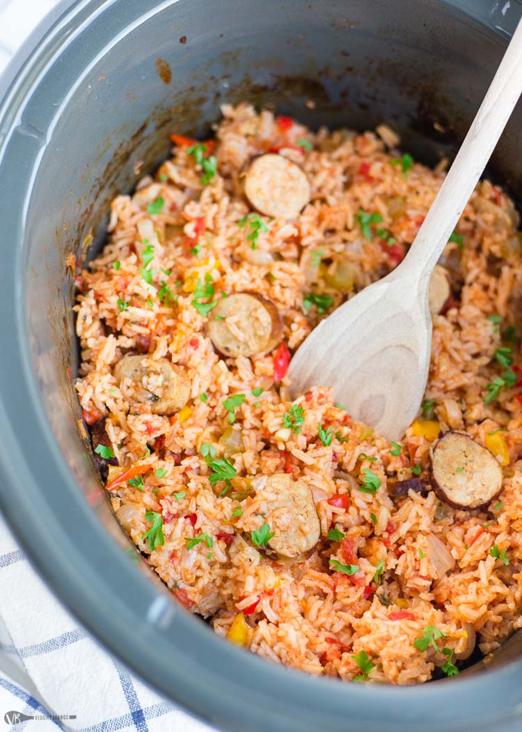 Slow Cooker Jambalaya Gluten-Free in a crockpot