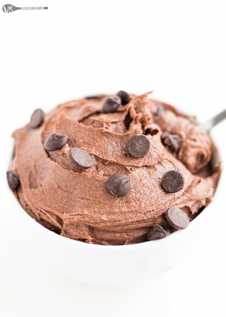Gluten Free Double Chocolate Chip Cookie Dough with chocolate chips on top