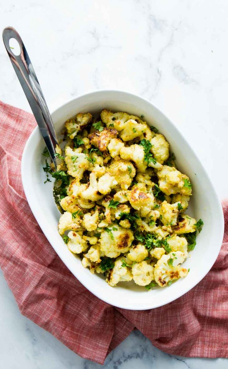 Cheesy Vegan Roasted Cauliflower Recipe