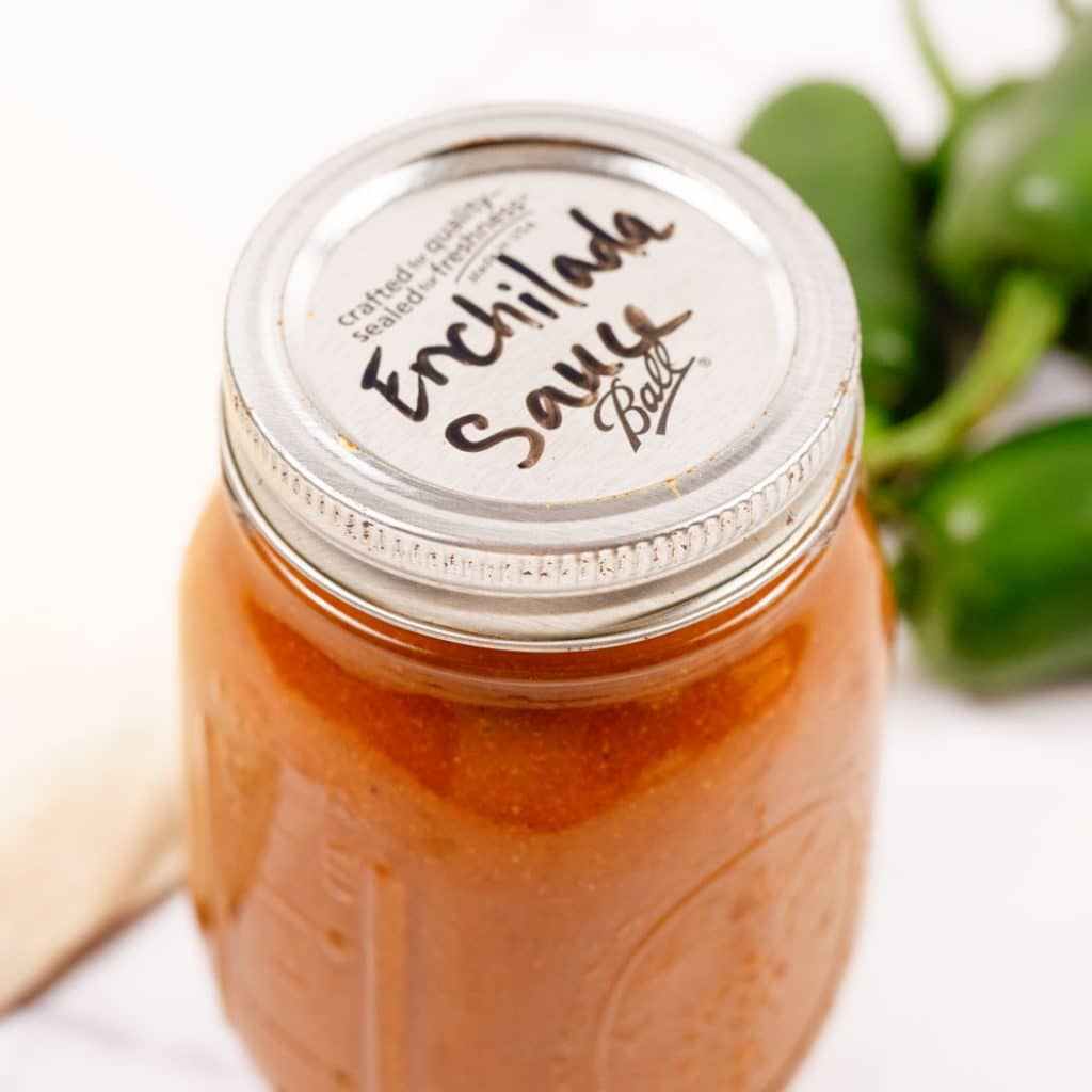 Homemade Enchilada Sauce in a mason jar