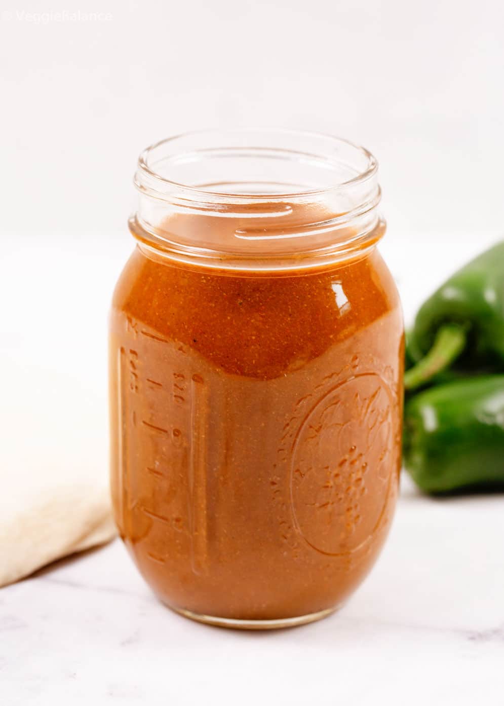 Homemade Red Enchilada Sauce in glass mason jar