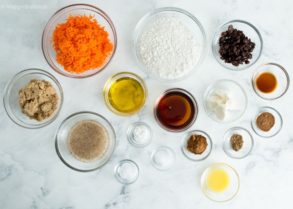 Ingredients you'll need for our Gluten-Free and Vegan Carrot Cake