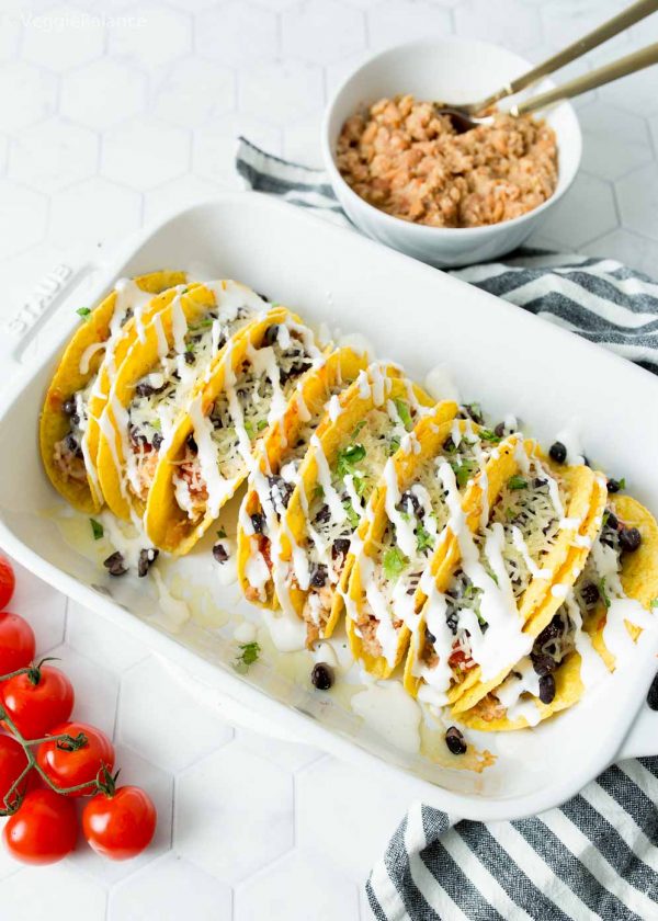MindBlowing Baked Vegetarian Refried Bean Tacos Recipe