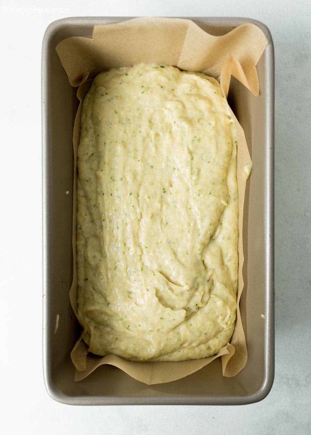 Vegan Gluten-Free Zucchini Bread Loaf Before Baking