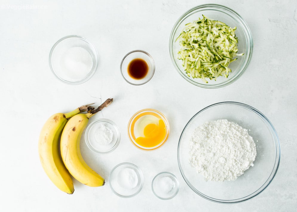 Ingredients needed for vegan gluten-free zucchini bread