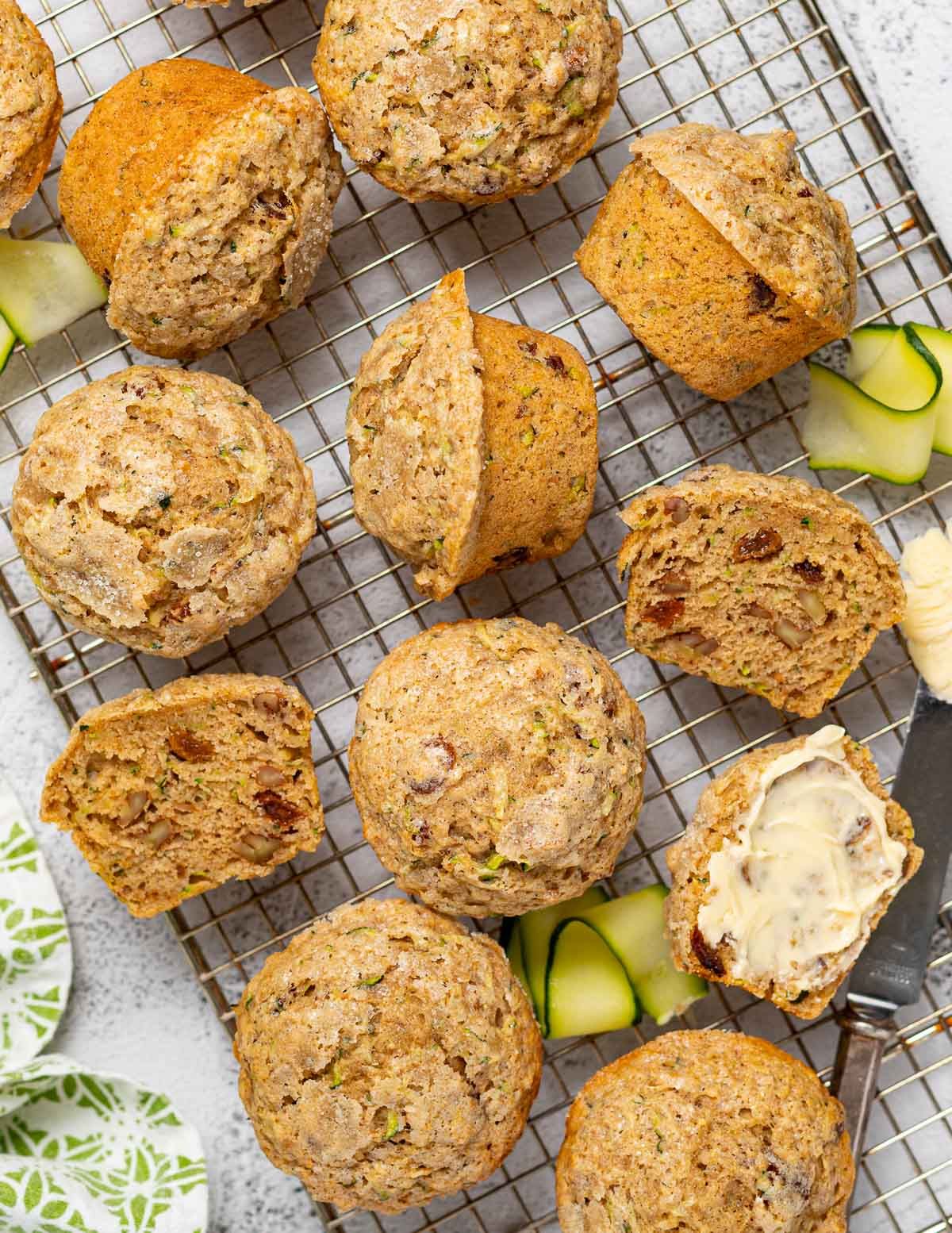zucchnii muffins lay no a wire cooling rack