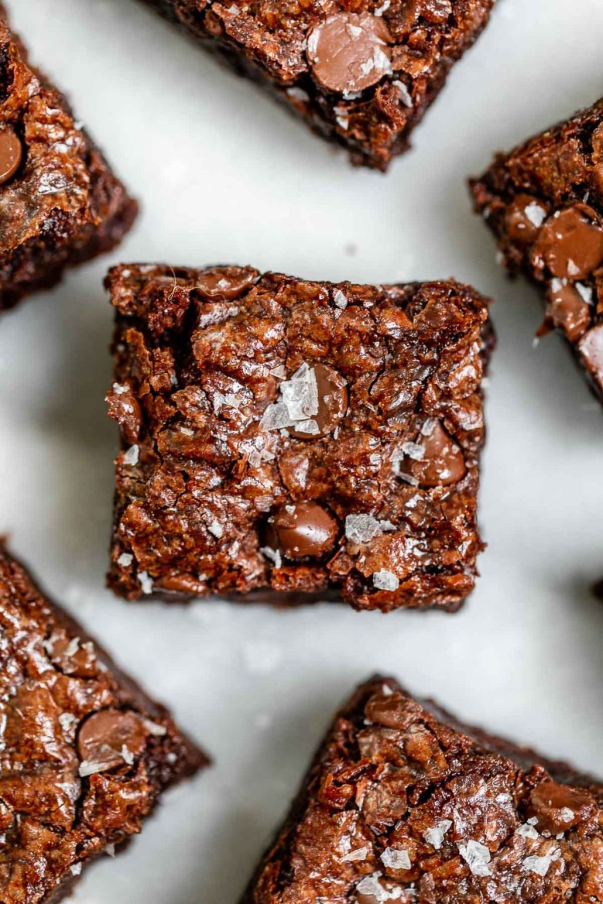 a birds eye view of vegan brownie squares